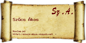 Szűcs Ákos névjegykártya