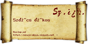 Szűcs Ákos névjegykártya